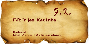 Fürjes Katinka névjegykártya